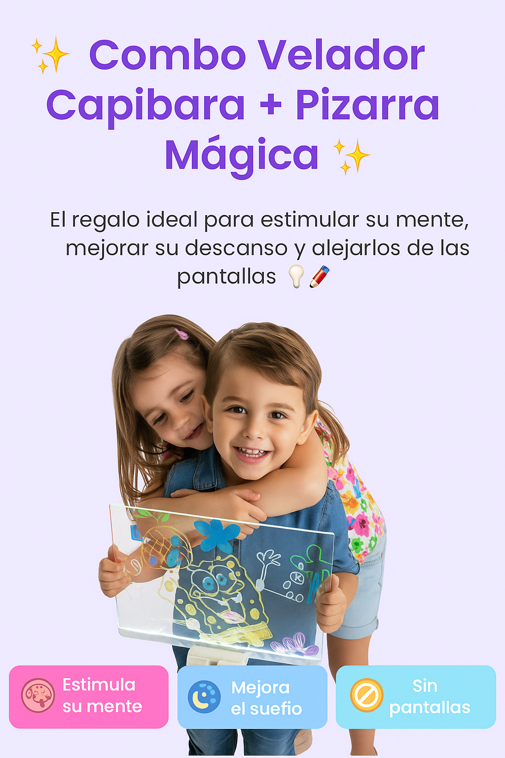 Combo Velador Capibara y Pizarra M&aacute;gica